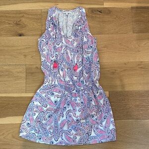 Southern Tide Pink and Blue Paisley Tank Dress with Tassel Detail
